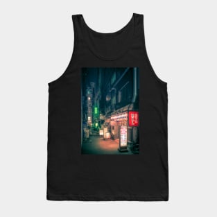 Dark City vibe midnight Green backstreet in Tokyo. Tank Top